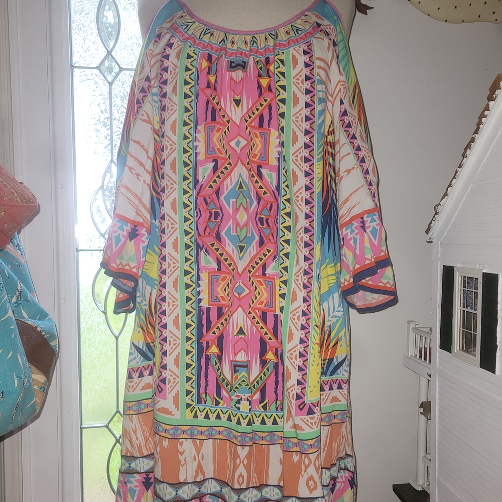 Flying Tomato Multicolor Tribal Long Sleeve Dress